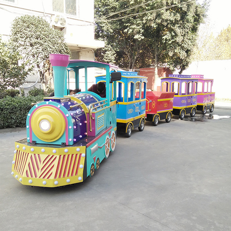 Popular entertainment equipment kids fun train tourist train mini electric trackless train for sale