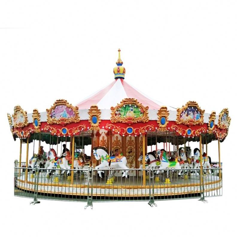 Outdoor amusement park kids carousel horses rides for sale