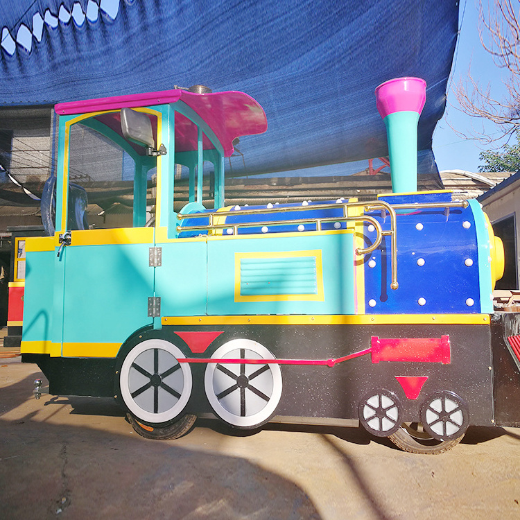 Popular entertainment equipment kids fun train tourist train mini electric trackless train for sale