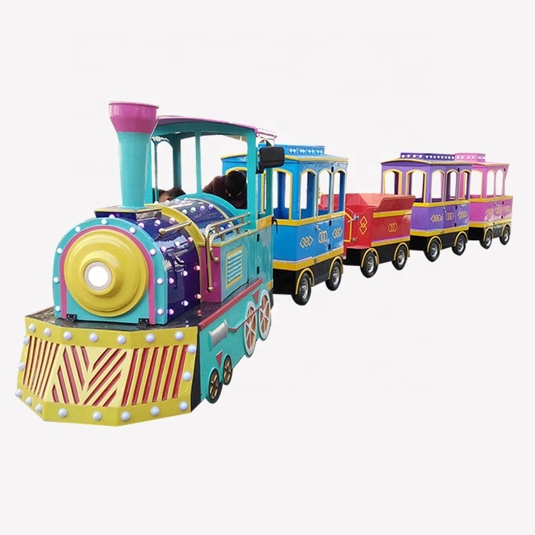 Popular entertainment equipment kids fun train tourist train mini electric trackless train for sale