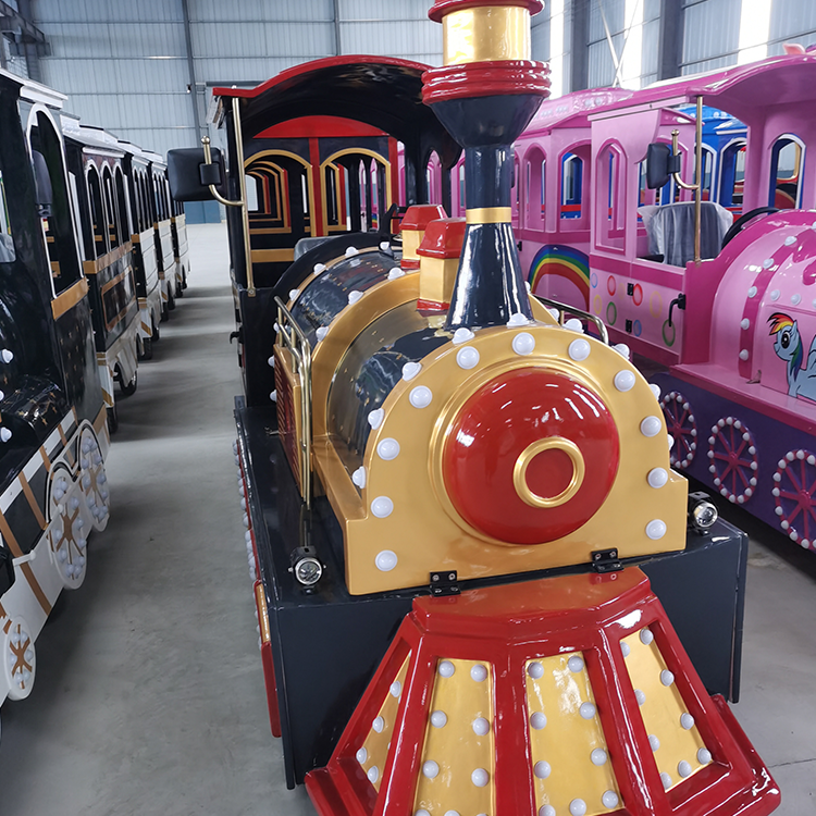 Low Price Tourist Road Train Theme Park Train Rides Electric Trackless Train for sale