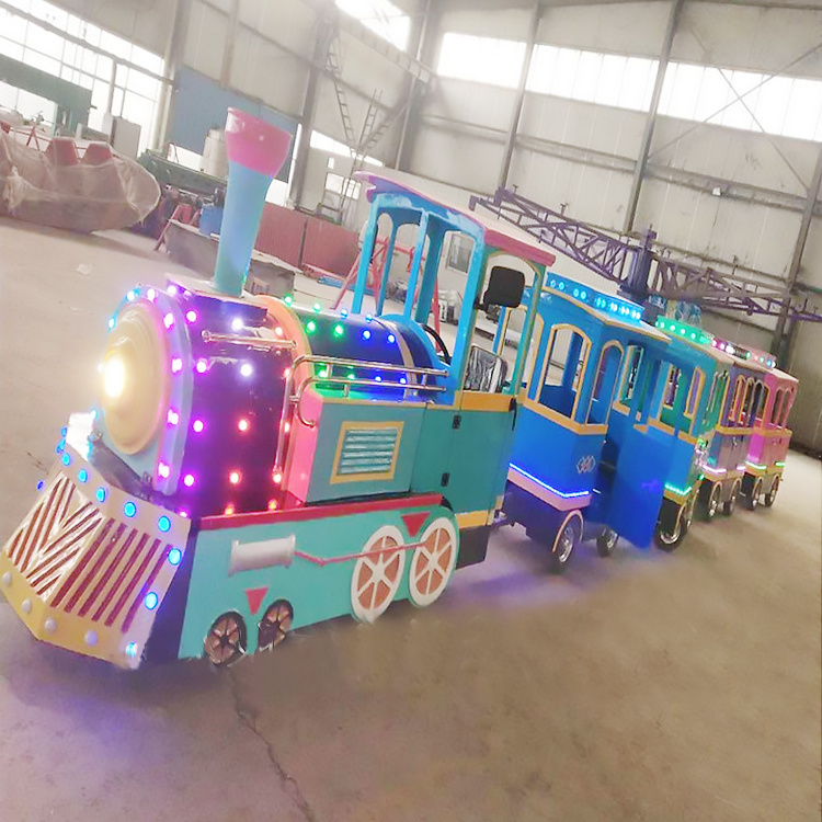 Popular entertainment equipment kids fun train tourist train mini electric trackless train for sale