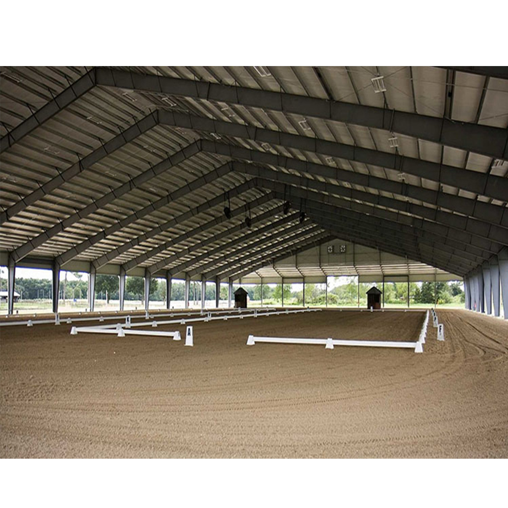 metal free span light steel structure frame building prefabricated indoor horse riding arena barn shed house hall design