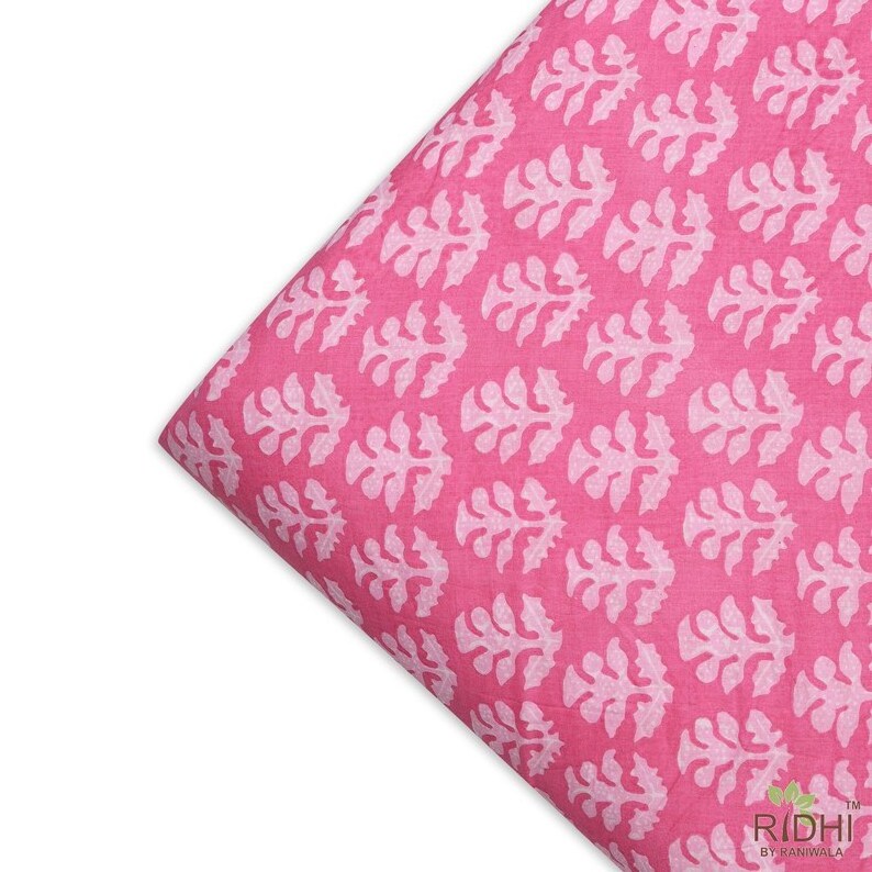 Watermelon And Lemonade Pink Indian Floral Printed 100% Pure Cotton Cloth Fabric By The Yard Womens Clothing Curtains Pillows