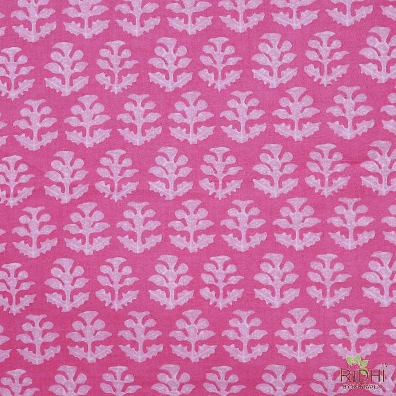 Watermelon And Lemonade Pink Indian Floral Printed 100% Pure Cotton Cloth Fabric By The Yard Womens Clothing Curtains Pillows