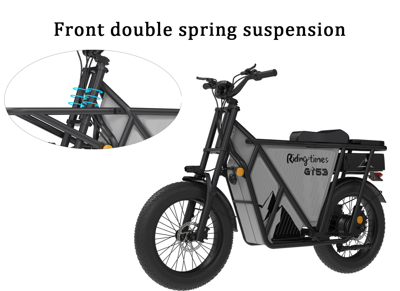 Riding'times GT53 Fast Shipping Electric Cargo Bike Long Tail Family Ebike 48V Ebike 2000W Fat Tire Family Cargo Long Tail Bike