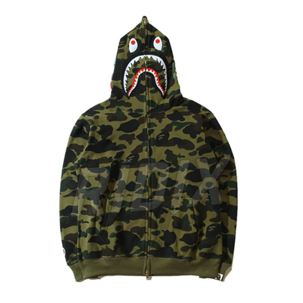 Available in Different Color Face up Full Zipper Hoodies Sublimation Camo Printing High Quality Men Hoodies