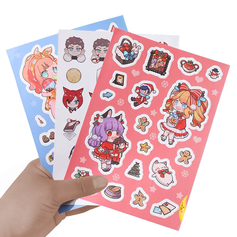 Customized Printed Waterproof Vinyl Self Adhesive Custom Sticker Sheet Paper Kiss Cut Glitter Sticker Sheet