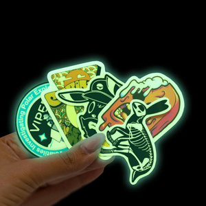 Custom Printed Glow In The Dark Vinyl Sticker Decals Colorful Waterproof Glow In The Dark Die Cut Stickers