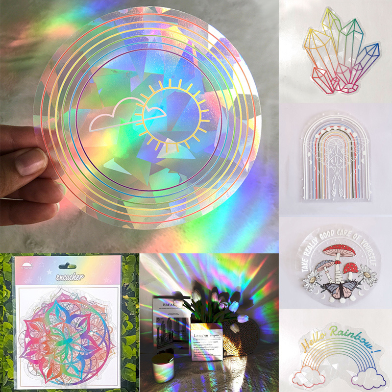 Custom Printing 3D Prism Static Decals Rainbow Suncatcher Window Stickers