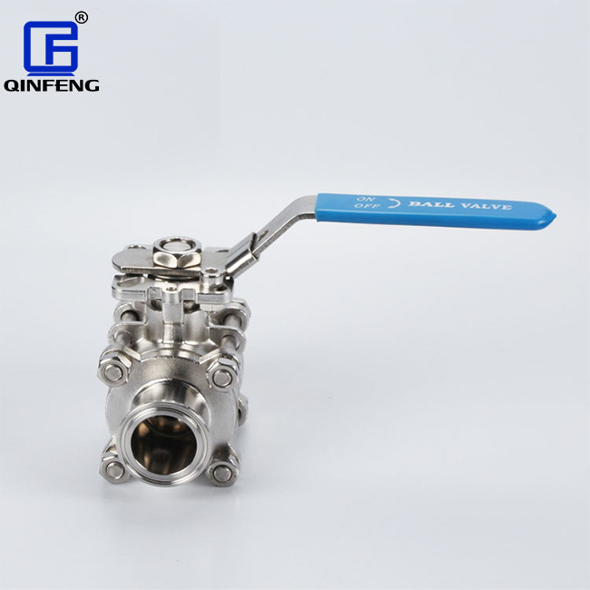 QINFENG SS316 SS Stainless Steel Cf8m Sanitary Manual operate 1.5 Inch  Tri-Clamp End 3 piece Ball Valve