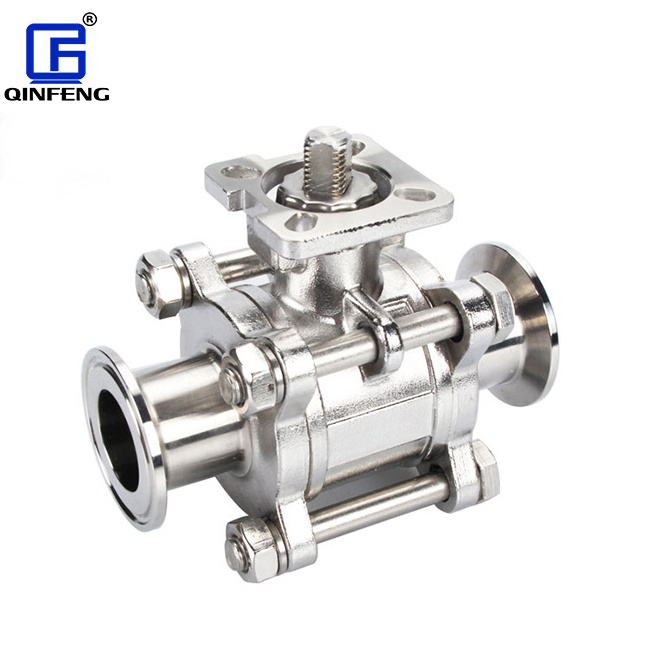 QINFENG SS316 SS Stainless Steel Cf8m Sanitary Manual operate 1.5 Inch  Tri-Clamp End 3 piece Ball Valve