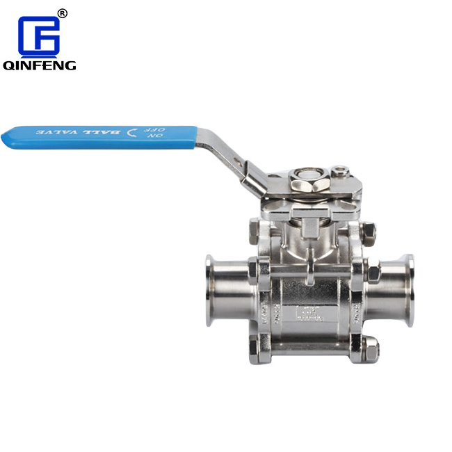 QINFENG SS316 SS Stainless Steel Cf8m Sanitary Manual operate 1.5 Inch  Tri-Clamp End 3 piece Ball Valve