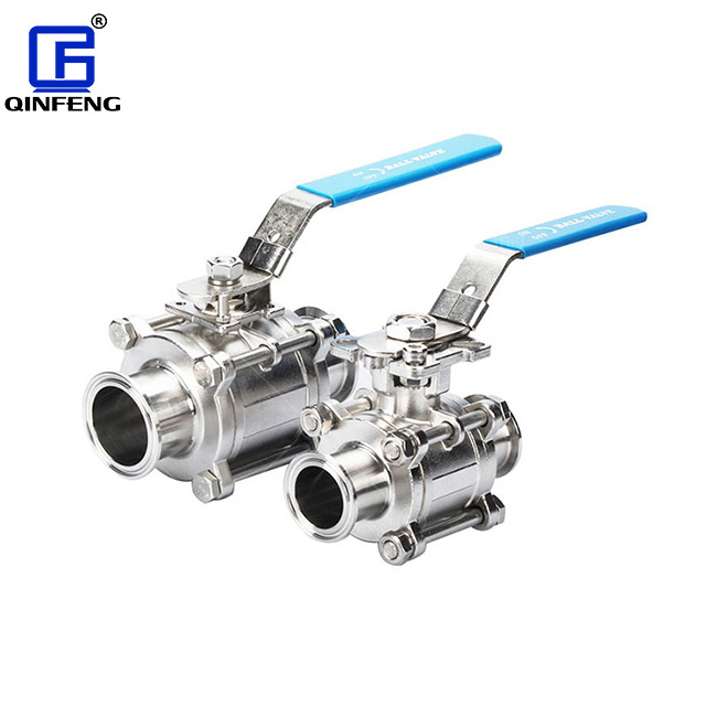 QINFENG SS316 SS Stainless Steel Cf8m Sanitary Manual operate 1.5 Inch  Tri-Clamp End 3 piece Ball Valve