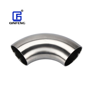 QINFENG OEM Hygienic DN100  CF8 Stainless Steel 304 Mirror Polished Sanitary Elbow Welded 90 degree Short Pipe Fittings Elbow