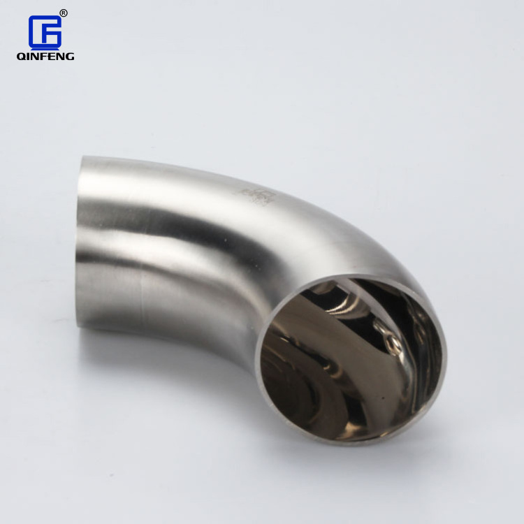 QINFENG OEM Hygienic DN100  CF8 Stainless Steel 304 Mirror Polished Sanitary Elbow Welded 90 degree Short Pipe Fittings Elbow