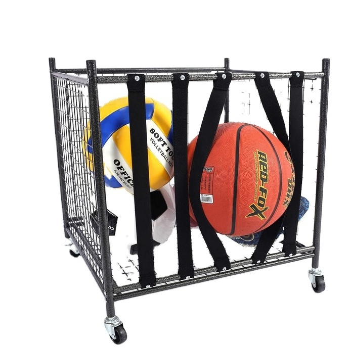 Factory Metal Rolling Equipment Bin Holder Rack Metal Garage Sports Storage Volleyball Ball Holder