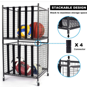 Basketball Box Sports Storage Garage Soccer Ball Organizer Holds Sports Equipment, Basket Balls, Soccer Balls