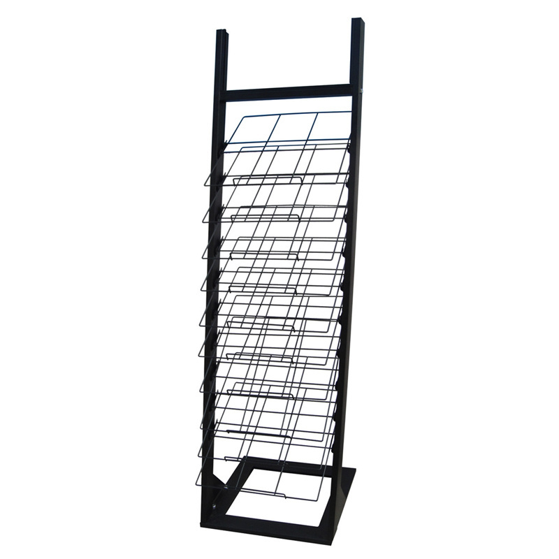 Retail Book Store Features Slots Pockets Steel Material Brochure Stand Comic Rack Magazine Display Holder