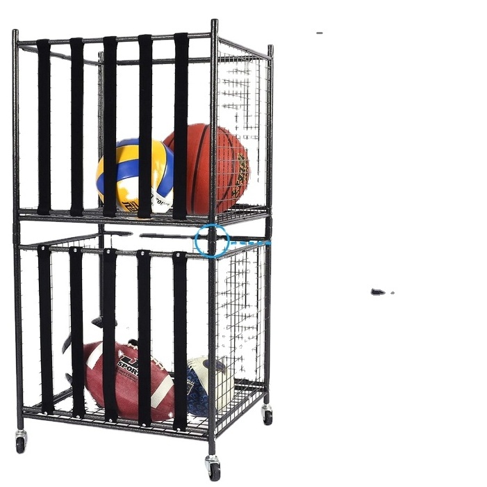 Factory Metal Rolling Equipment Bin Holder Rack Metal Garage Sports Storage Volleyball Ball Holder