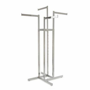 Carbon Steel Rectangular Frame Extendable Arms 4 Way Clothing Garment Rack Boutique Clothing Display Racks For Sale