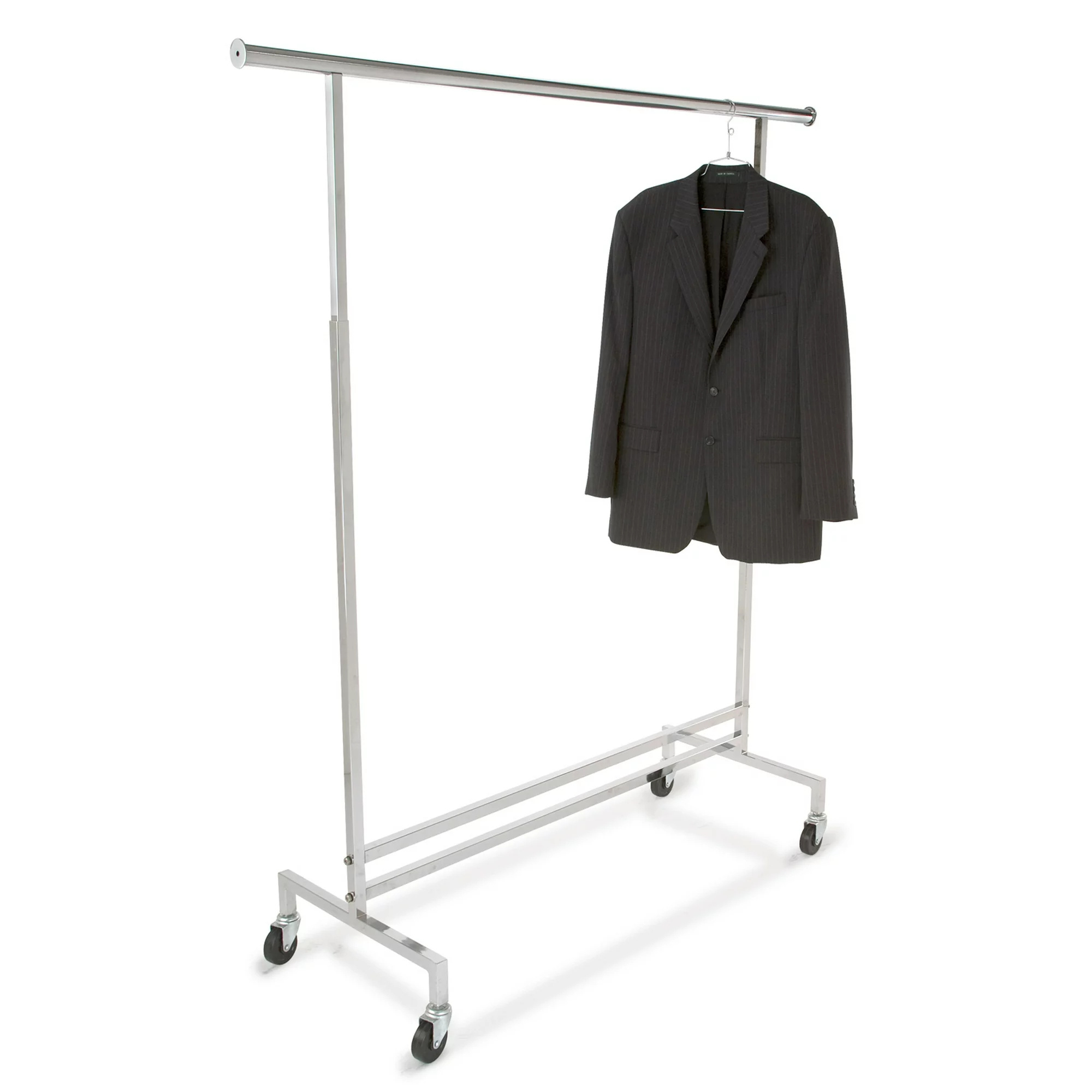 Adjustable Telescopic Rod Floor Standing With Wheels Store Display Fixtures Garment Rack Clothing Racks For Retail Shops