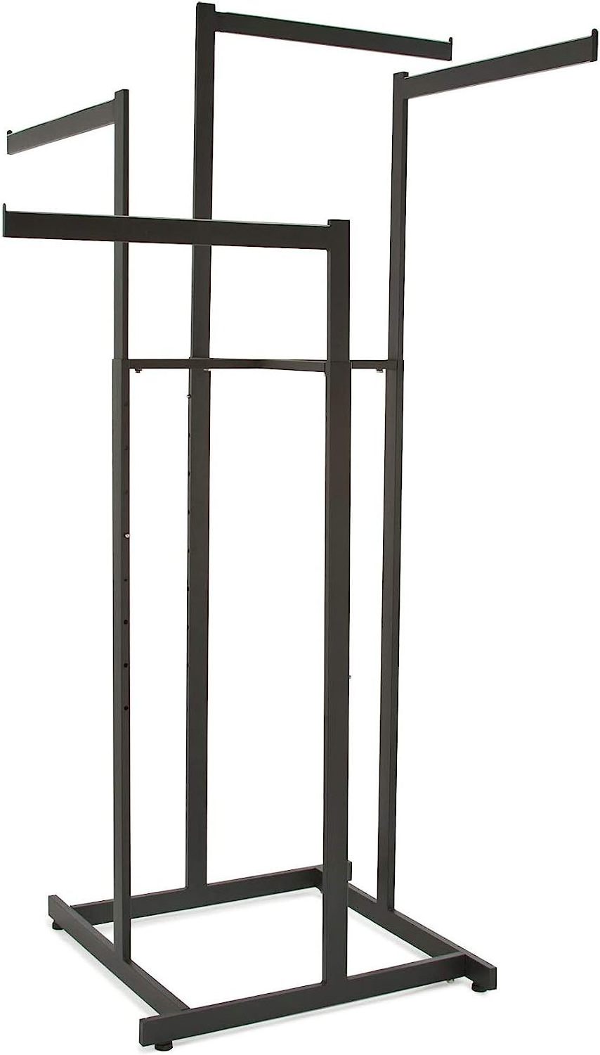 Carbon Steel Rectangular Frame Extendable Arms 4 Way Clothing Garment Rack Boutique Clothing Display Racks For Sale