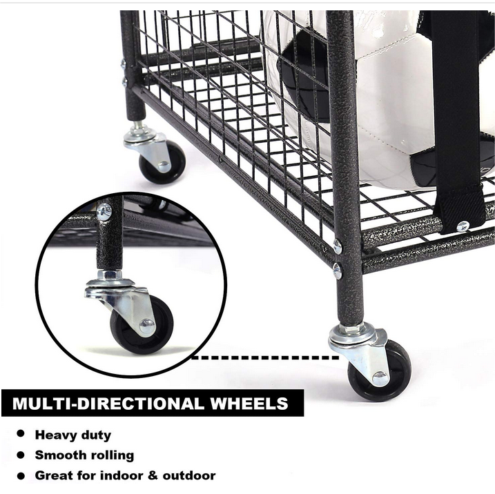 Factory Metal Rolling Equipment Bin Holder Rack Metal Garage Sports Storage Volleyball Ball Holder