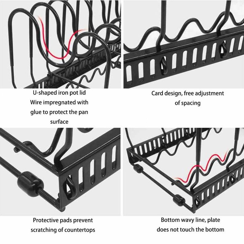 Lid Holder Kitchen Wire Racks Counter Drying Storage Drainer Countertop Pot Dish Rack For Small Kitchen Countertop