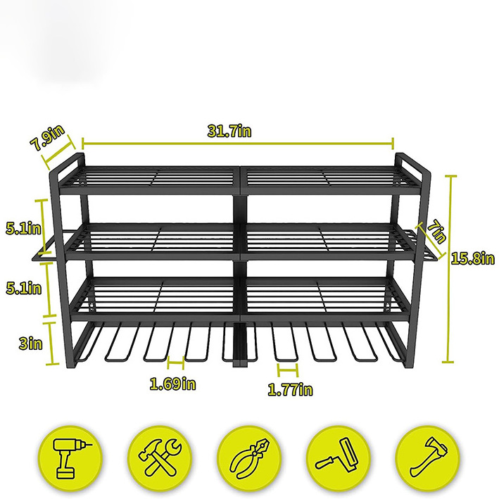 Space Saving Pack Garage Tool Organizers and Storage with Screwdriver Holder Heavy Duty Power Tool Organizer Wall Mount