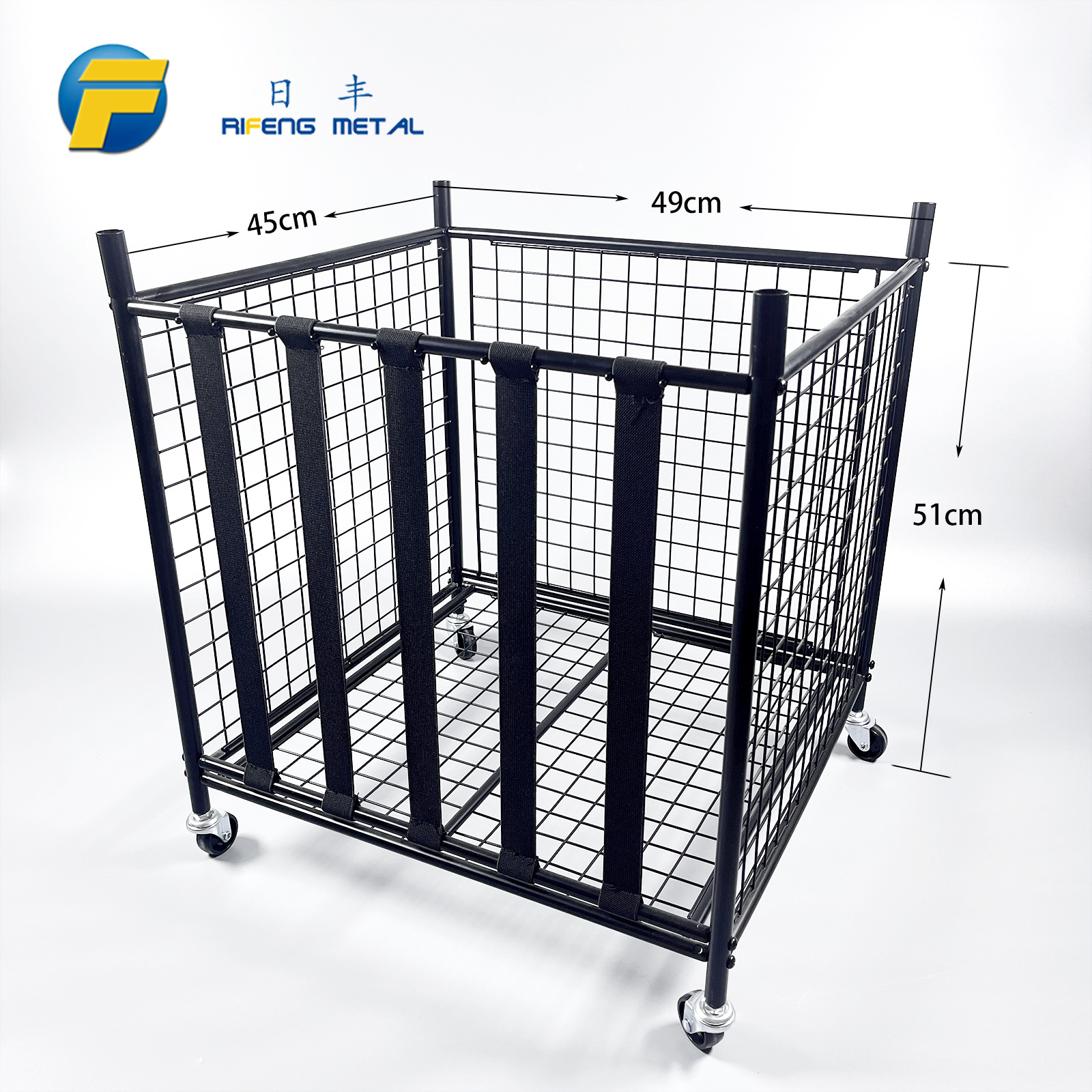 Metal Rolling Sports Equipment Storage Bin Holder Rack Organizer Ball Storage Basket For Kinds Balls