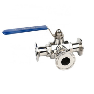 DN15-100 Food Grade Manual Handle Stainless Steel Sanitary Tri Clamp T type 3 Way Actuator Tee Ball Valve