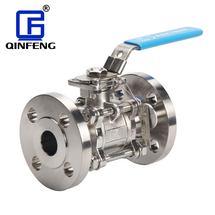 CF8 Cf8m Hydraulic Regulator Long Handle Ball Valve Sanitary Stainless Steel 304 316L Manual Flanged Connection 3PC Ball Valve