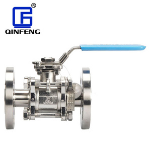 CF8 Cf8m Hydraulic Regulator Long Handle Ball Valve Sanitary Stainless Steel 304 316L Manual Flanged Connection 3PC Ball Valve