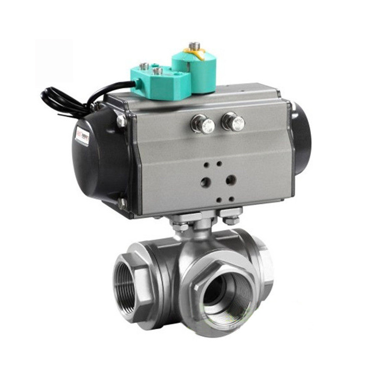 3 Way Pneumatic Actuator Valve SELF Closing DN25 BSP Female or Male Threaded Ball Valve