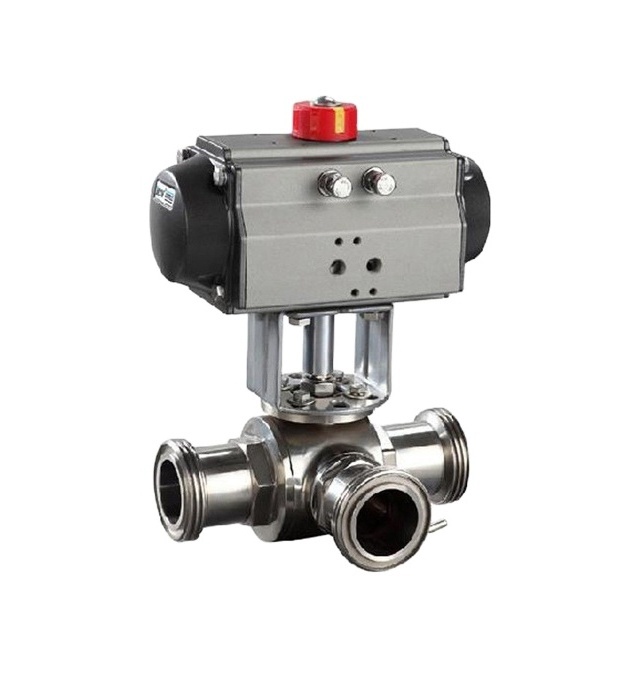 3 Way Pneumatic Actuator Valve SELF Closing DN25 BSP Female or Male Threaded Ball Valve