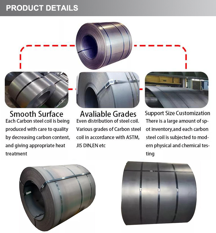 Factory price  Hot Roll Carbon Steel Coil ASTM AISI GBT 0.8 11 16 12 gauge 1mm 0.55mm thickness for Building Material