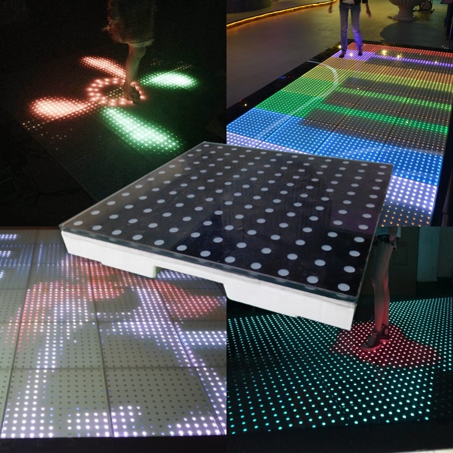 Newest 12*12 pixels 50*50cm Modern design led sensitive interactive dance floor for wedding event