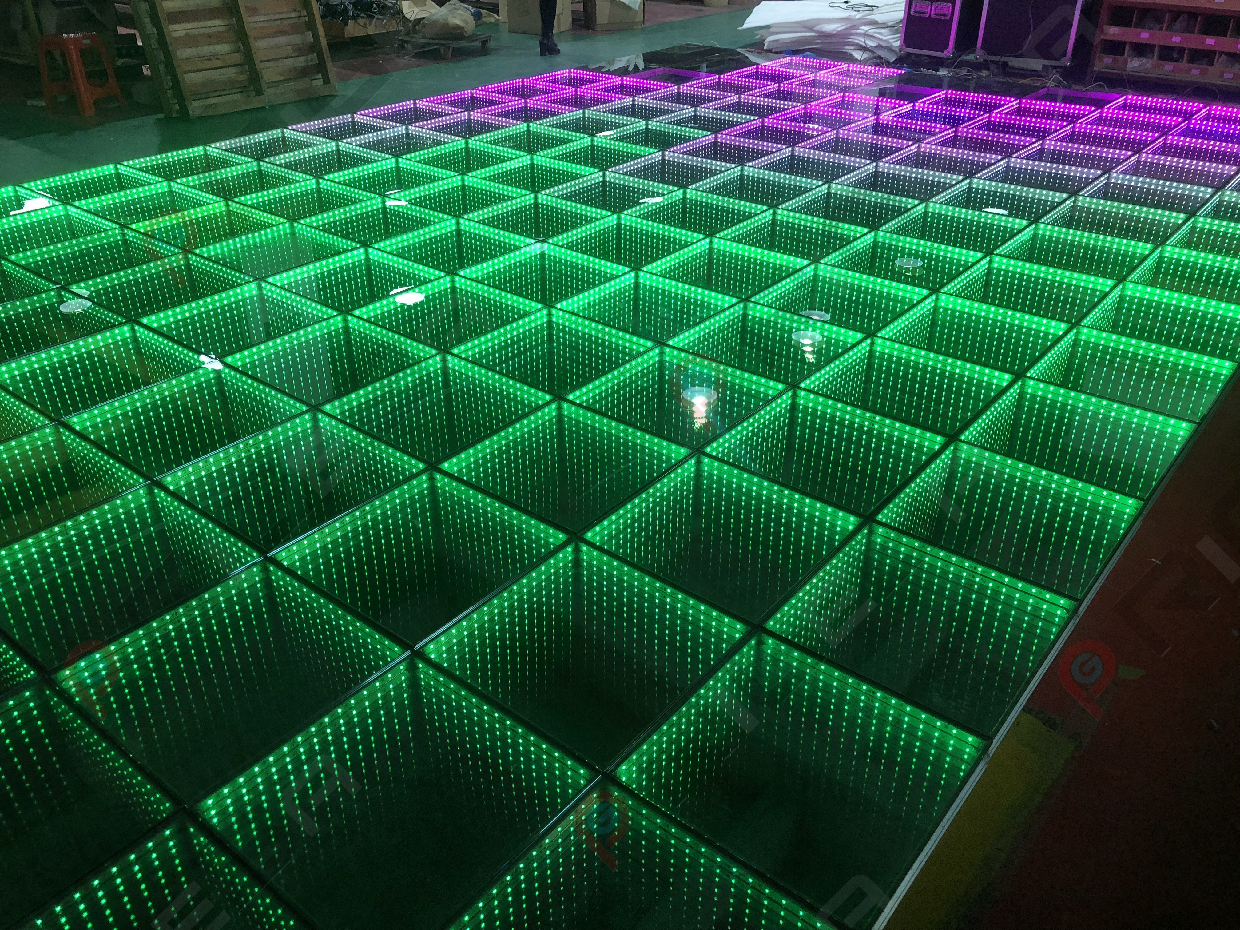 High quality LED 3D  mirror dance floor tiles lighting for events