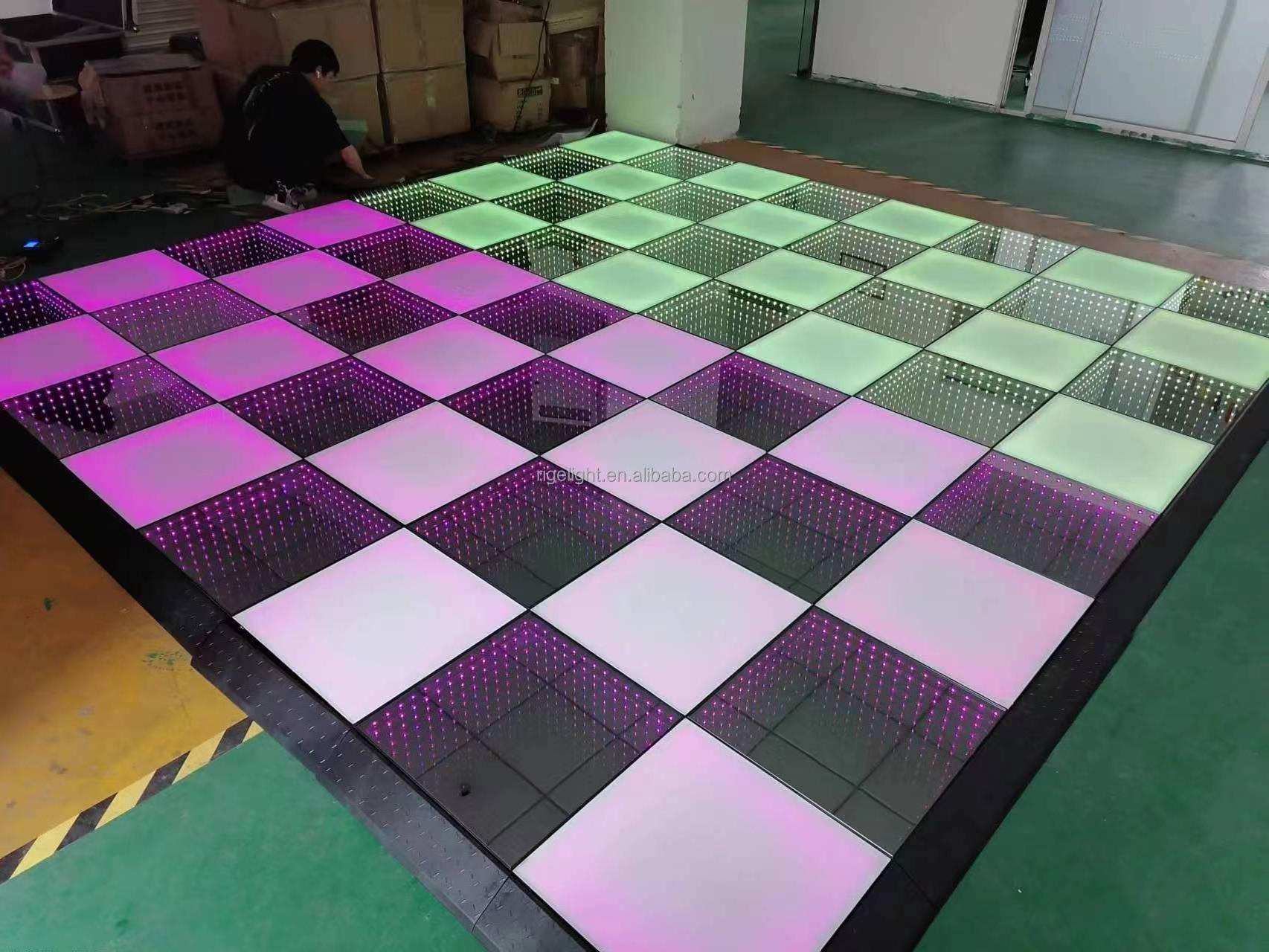 led 3d   infinite wireless mirror  magnetic dance floor  for events wedding party