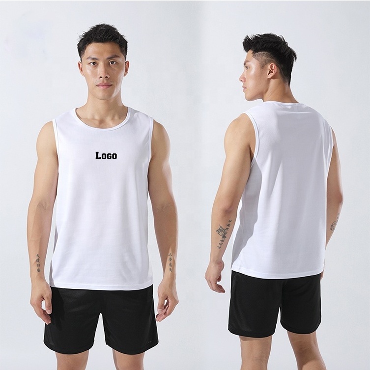 Wholesale Spandex Polyester Sleeveless Shirts Mesh Casual Tank Top Bodybuilding Workout Gym Vest Fitness Men's Sport Singlets