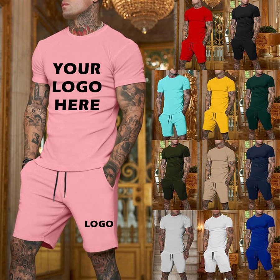 Custom Logo Summer Color Block Men Soccer Training Jogging Suit 2 Pc Suit Casual T Shirt And Short Set For Mens Shorts Set