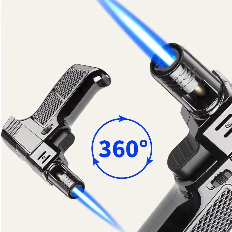 Windproof Lighter Smoking Gadget Metal Pistol Gun Pistol Lighter Gun 9mm Jet Torch Lighter Gun