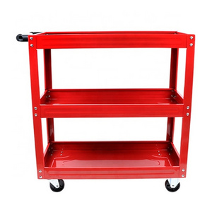 Workshop Furniture Mobile Three Layer Tool Cart With Handle And Wheel