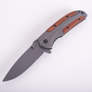 Wood Handle Outdoor E-Knife Outdoor Pocket Camping Hunting Folding Knife with 3d Printed Blade