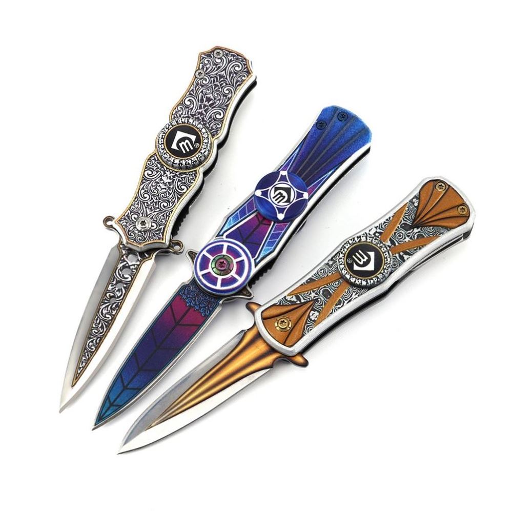 Wholesale Edc Camping Blade Handmade 3D Printing Cold Small Folding Pocket Knife With Fidget Spinner Tools