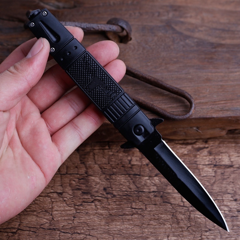 Rubber Plastic Handle Outdoor Knife Self Defense Folding Knife High Hardness Camping Mini Wilderness Survival Knife