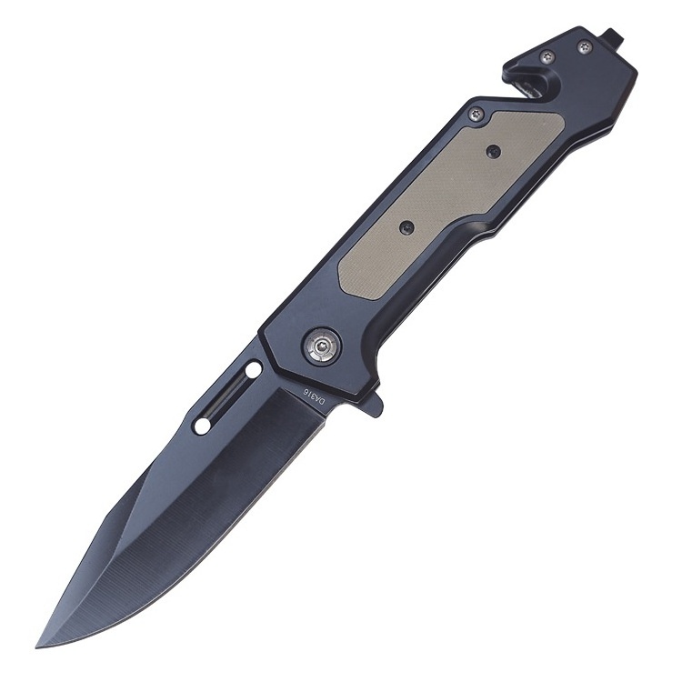 High Hardness Multifunctional Knife Blackened Steel G10 Handle Folding Knife Outdoor Defense Pocket Knife