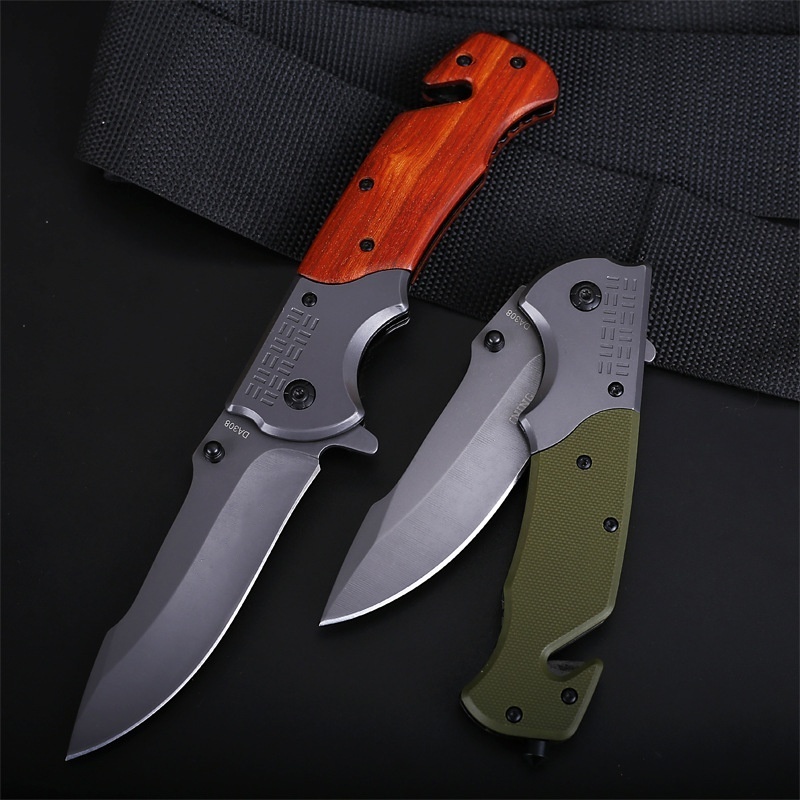 Green G10 Outdoor Multifunctional Folding Knife High Hardness Folding Knife Self Defense Wilderness Survival Knife