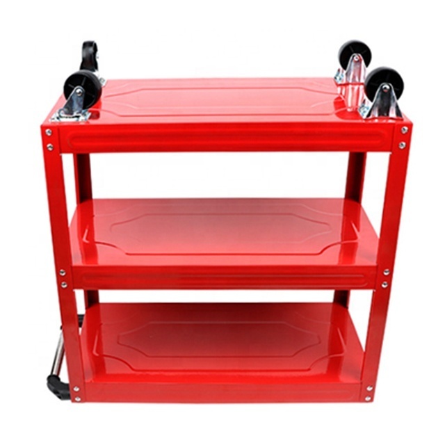 Workshop Furniture Mobile Three Layer Tool Cart With Handle And Wheel